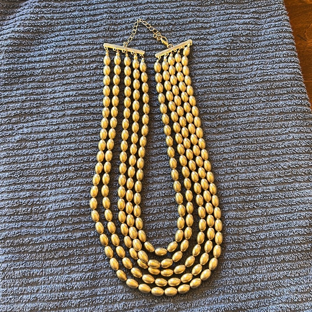 Gold Beaded Necklace multi chain
